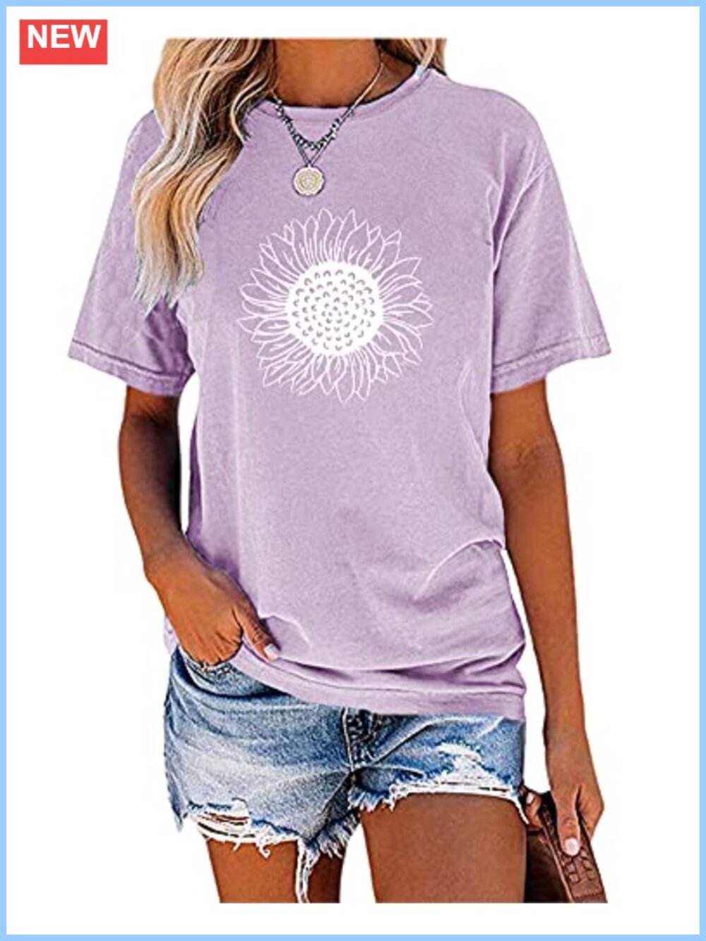 Womens Sunflower Graphic Tee Short Sleeve Cotton Crew Neck Casual T-Shirt